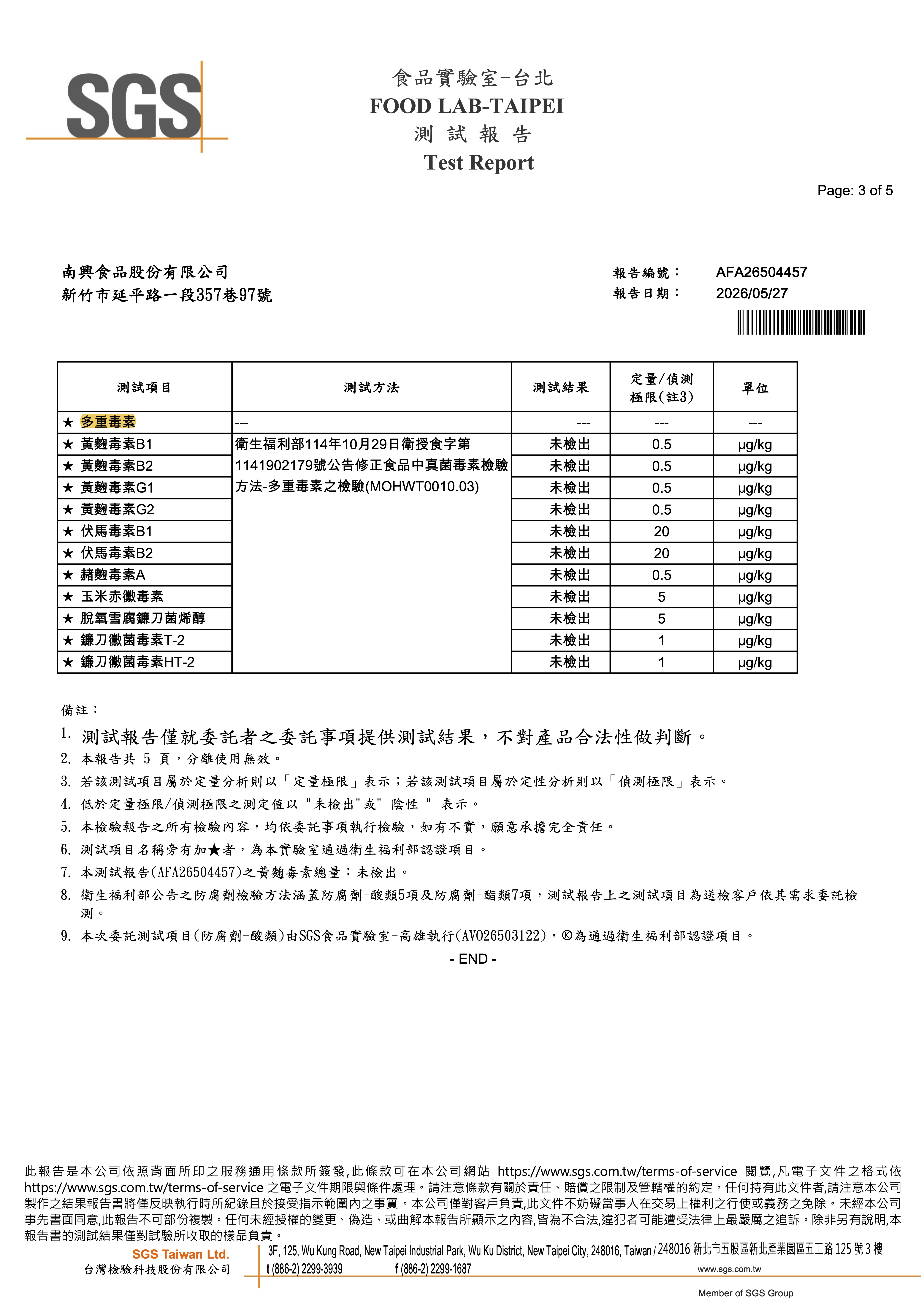 產品檢驗報告